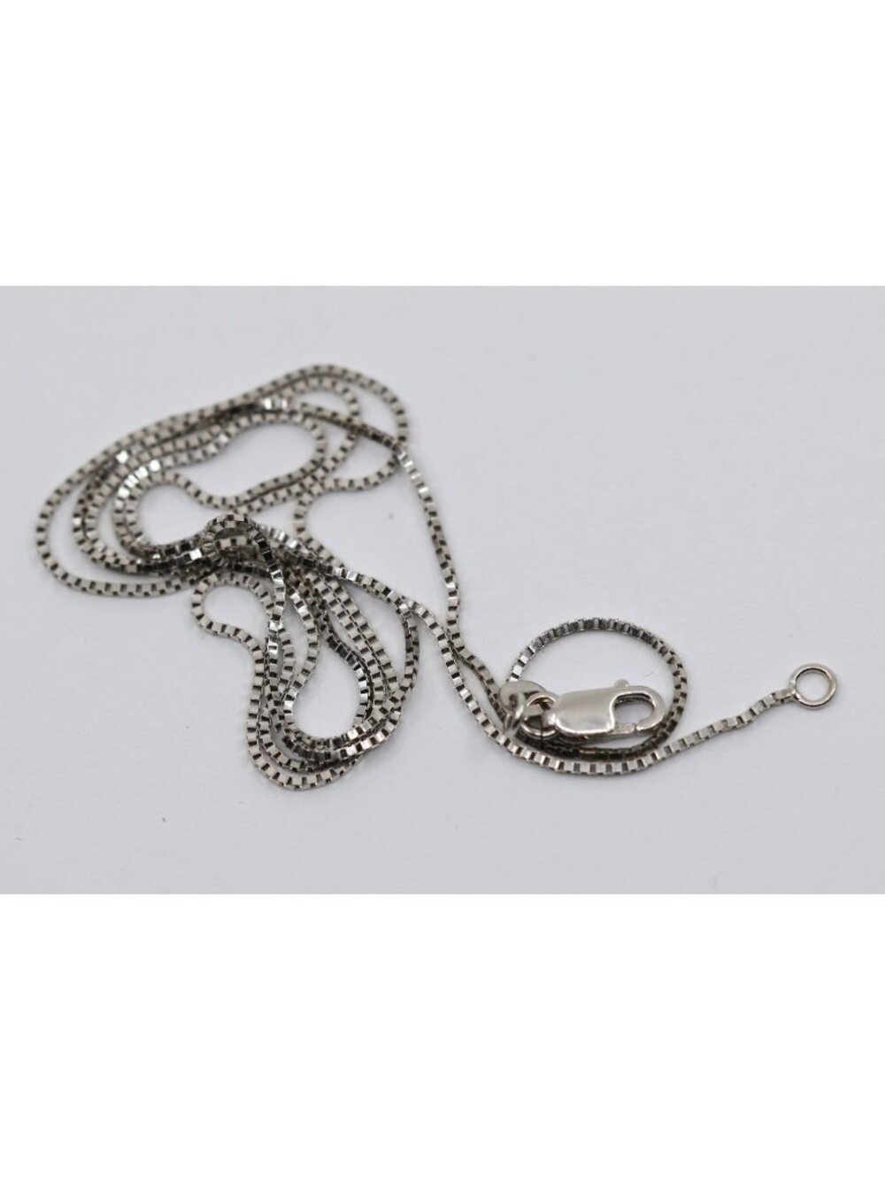 Unique 14K Karat Solid White Gold Designer Box Link Chain Necklace - 21" Length
